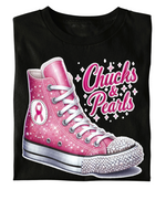 Load image into Gallery viewer, Breast Cancer Chucks And Pearls T-shirt
