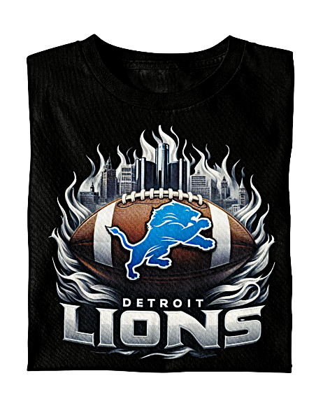 Lions With City Skyline Football T-shirt