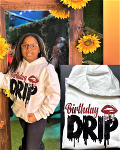 Girls Glittered Birthday Drip Hoodie