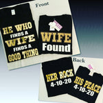 Load image into Gallery viewer, Couple&#39;s He Who Finds A Wife Finds A Good thing &amp; Wife Found T-shirt Set - Cre8tive Cre8tions
