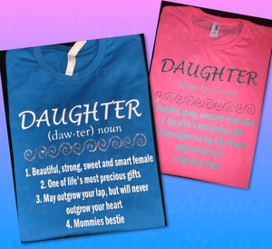 Women's/Girl's Daughter Glitter & Rhinestone Definition T-Shirt