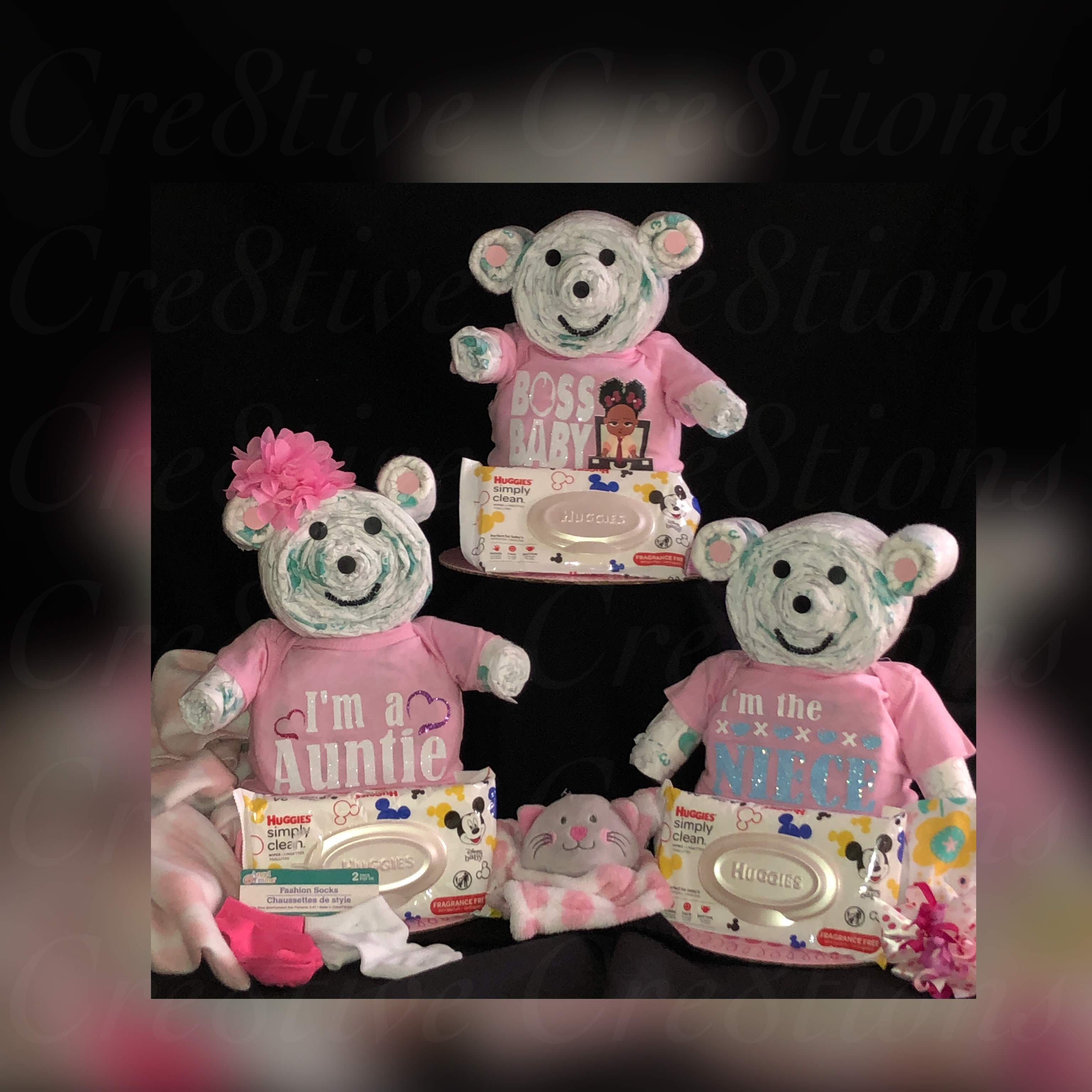 Diaper Teddy Bear w/ Custom T-shirt