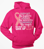 Load image into Gallery viewer, Support the fighter, Inspire the Survivor, Remember the  Angels Glitter Breast Cancer Awareness Hoodie - Cre8tive Cre8tions
