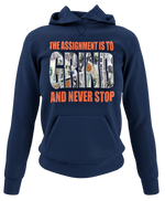 Load image into Gallery viewer, Women&#39;s &quot;The Assignment Is To GRIND And Never Stop&quot; Rhinestone Hoodie
