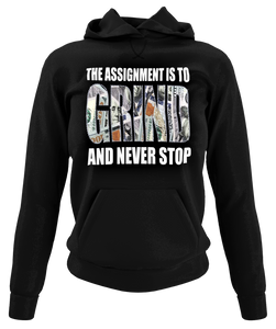 Women's "The Assignment Is To GRIND And Never Stop" Rhinestone Hoodie