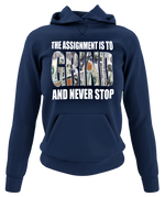 Load image into Gallery viewer, Women&#39;s &quot;The Assignment Is To GRIND And Never Stop&quot; Rhinestone Hoodie
