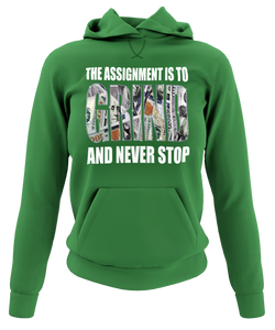 Women's "The Assignment Is To GRIND And Never Stop" Rhinestone Hoodie