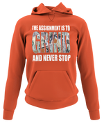 Load image into Gallery viewer, Women&#39;s &quot;The Assignment Is To GRIND And Never Stop&quot; Rhinestone Hoodie
