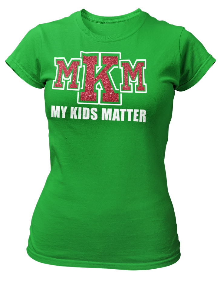 Women's Crew Neck Glittered My Kids Matter T-shirt