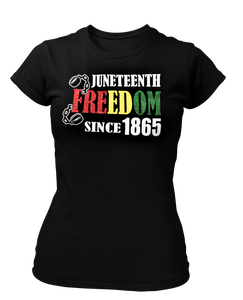 Women's Juneteenth Freedom Since 1865 Glittered Semi Fitted T-shirt