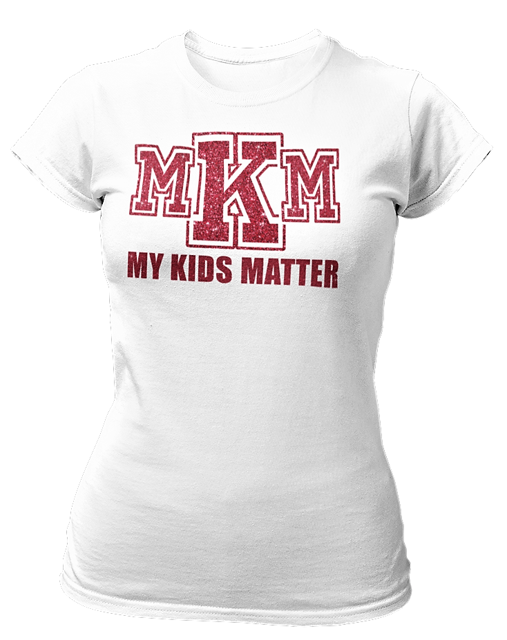 Women's Crew Neck Glittered My Kids Matter T-shirt