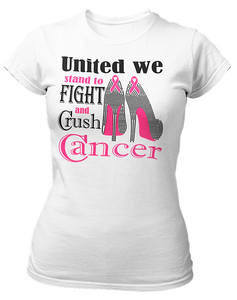 Women's United We Stand To Fight And Crush Cancer Rhinestone T-shirt