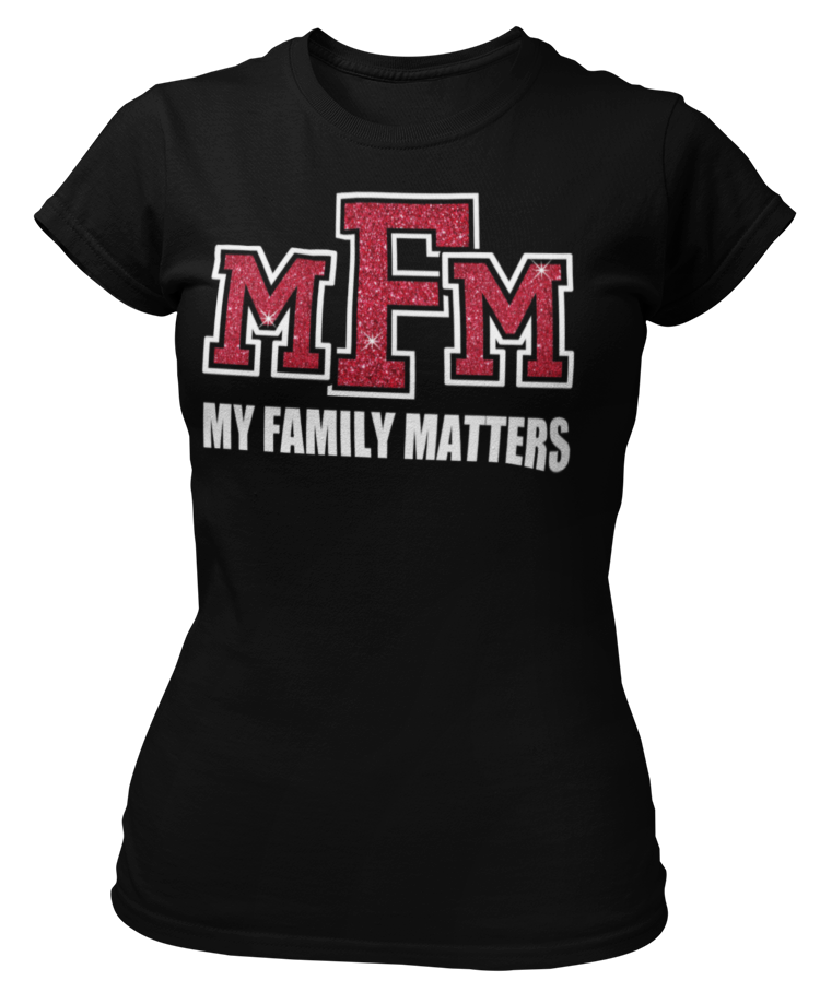 Women's My Family Matters Glittered Crew Neck T-shirt