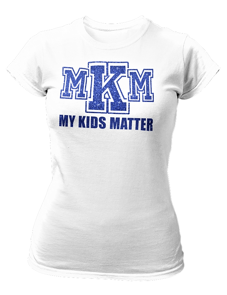 Women's Crew Neck Glittered My Kids Matter T-shirt