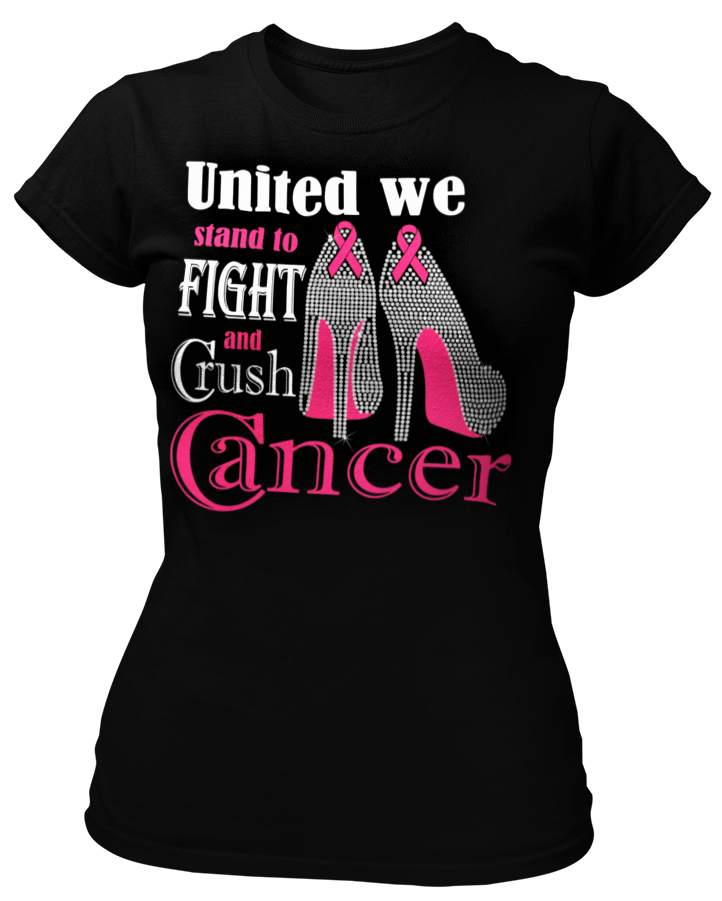 Women's United We Stand To Fight And Crush Cancer Rhinestone T-shirt