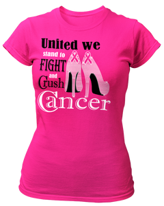 Women's United We Stand To Fight And Crush Cancer Rhinestone T-shirt