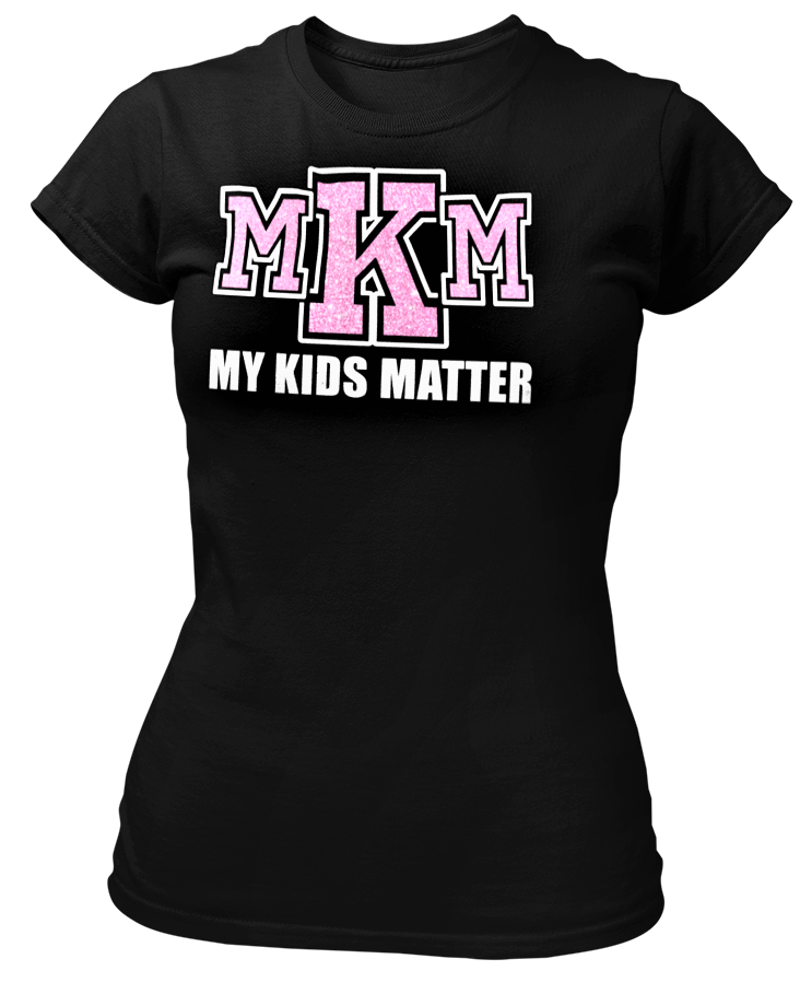 Women's Crew Neck Glittered My Kids Matter T-shirt