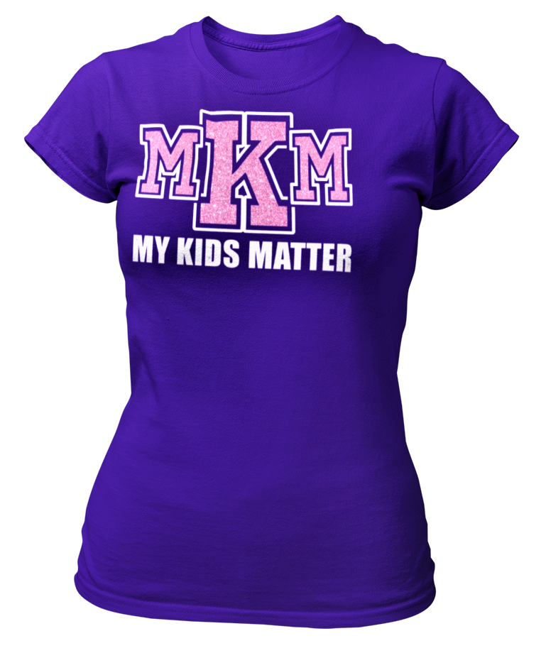 Women's Crew Neck Glittered My Kids Matter T-shirt