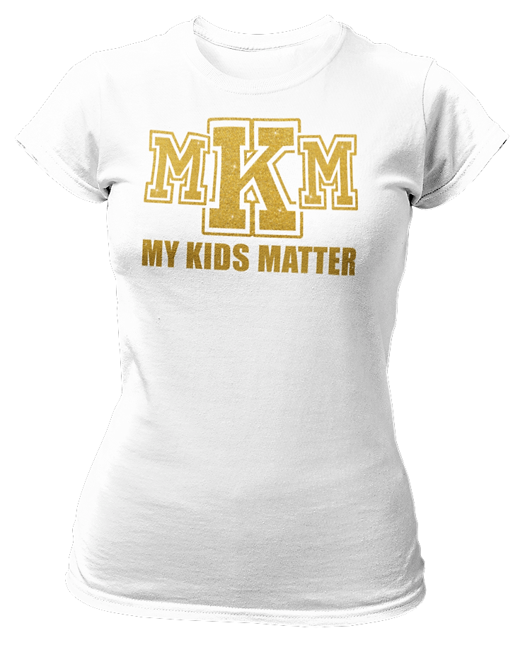 Women's Crew Neck Glittered My Kids Matter T-shirt