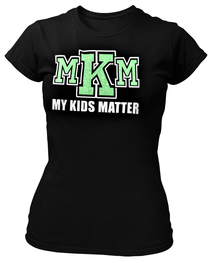 Women's Crew Neck Glittered My Kids Matter T-shirt