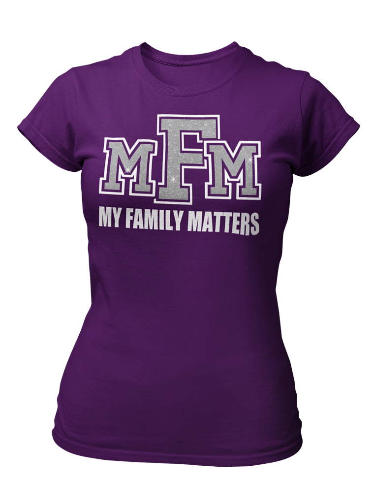 Women's My Family Matters Glittered Crew Neck T-shirt