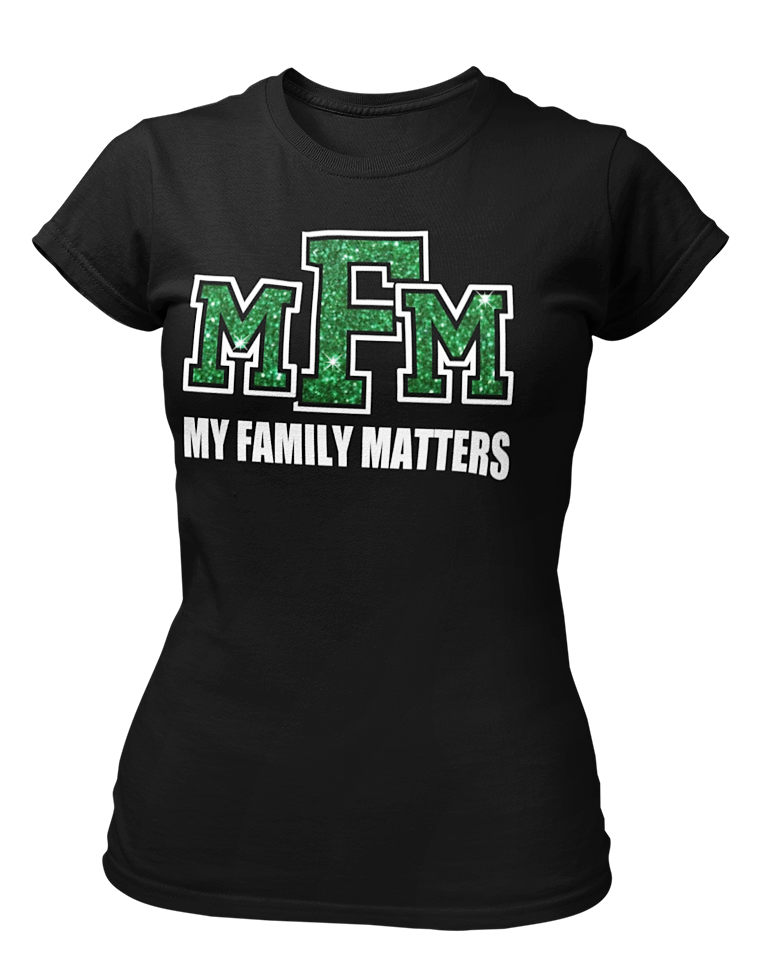 Women's My Family Matters Glittered Crew Neck T-shirt