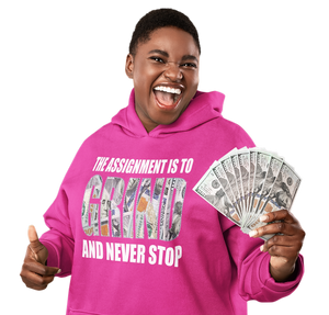 Women's "The Assignment Is To GRIND And Never Stop" Rhinestone Hoodie