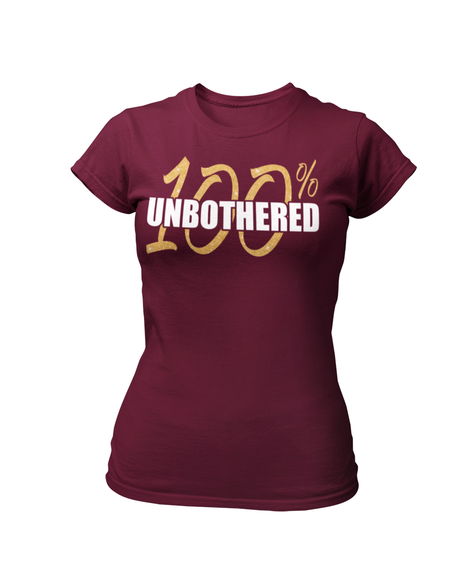 Women's 100% Unbothered Crew Neck Glittered T-shirt