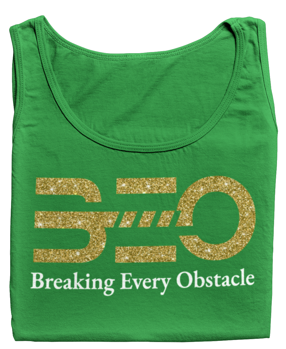 Women's BEO Glittered Racerback Tank Top