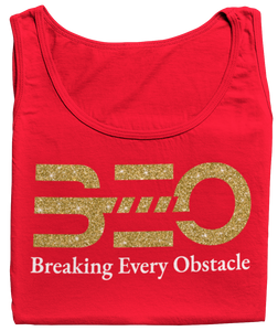 Women's BEO Glittered Racerback Tank Top