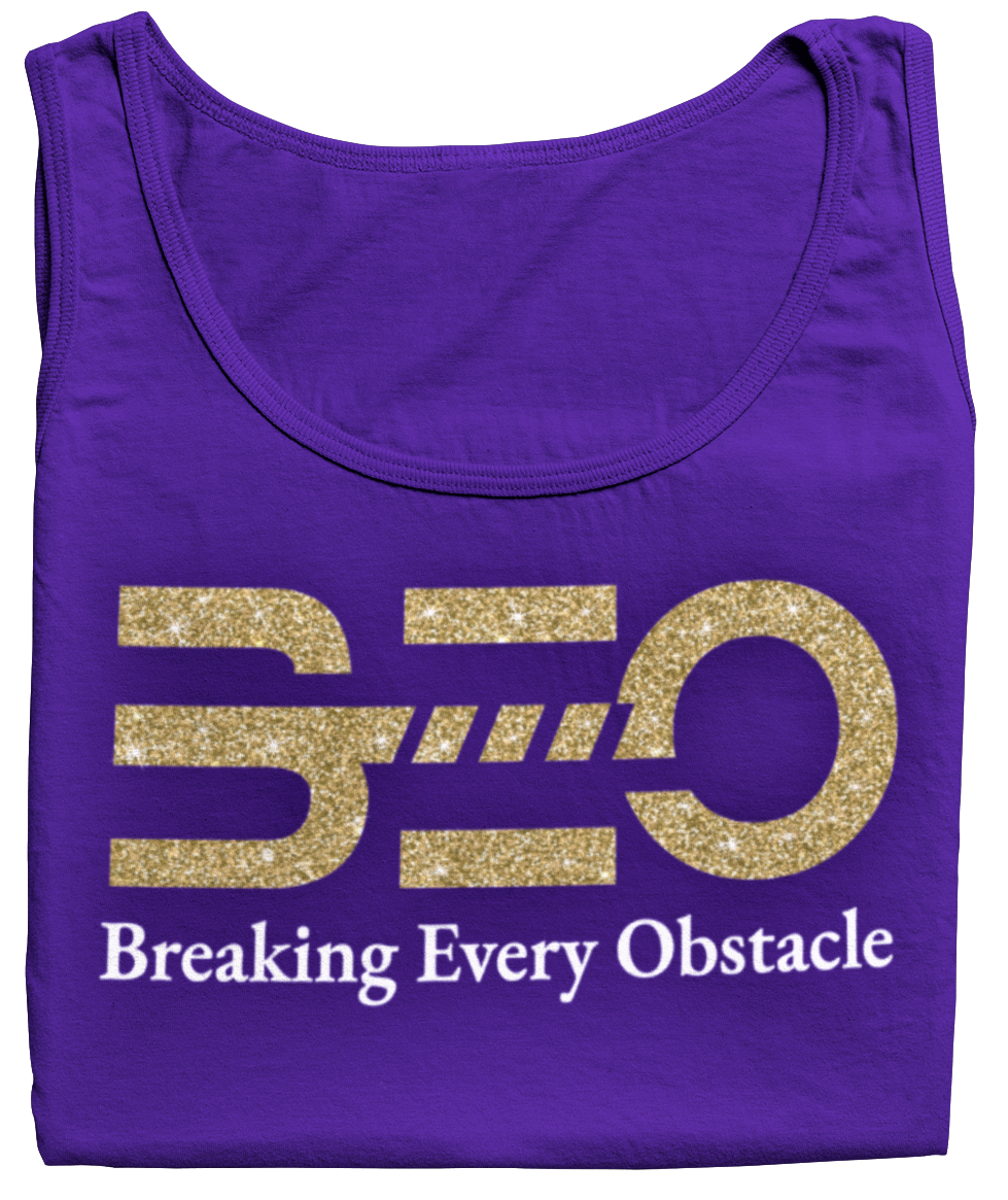 Women's BEO Glittered Racerback Tank Top