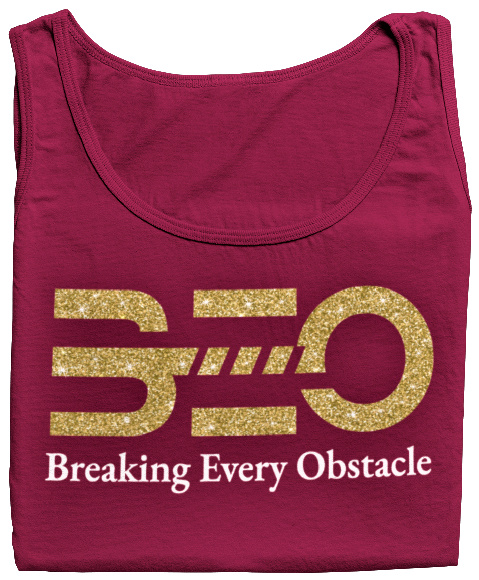 Women's BEO Glittered Racerback Tank Top