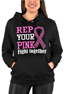 Women's Rep Your Pink Rhinestone Breast Cancer Awareness Hoodie