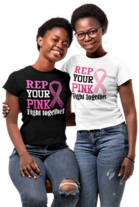 Women's Rep Your Pink Rhinestone Breast Cancer Awareness T-shirt