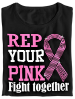 Load image into Gallery viewer, Women&#39;s Rep Your Pink Rhinestone Breast Cancer Awareness T-shirt
