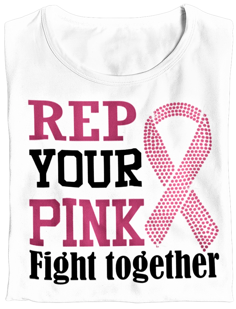 Women's Rep Your Pink Rhinestone Breast Cancer Awareness T-shirt