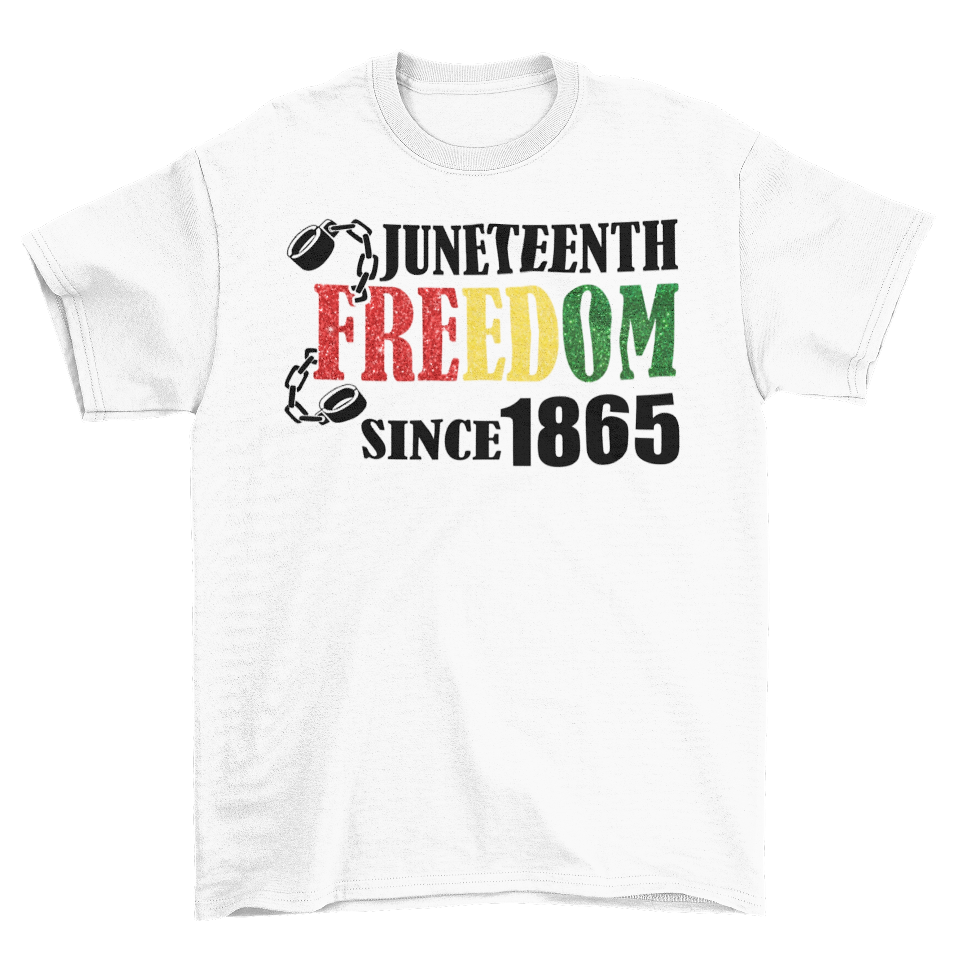 Women's Juneteenth Freedom Since 1865 Glittered Regular T-shirt