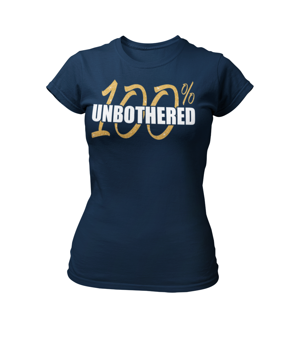 Women's 100% Unbothered Crew Neck Glittered T-shirt