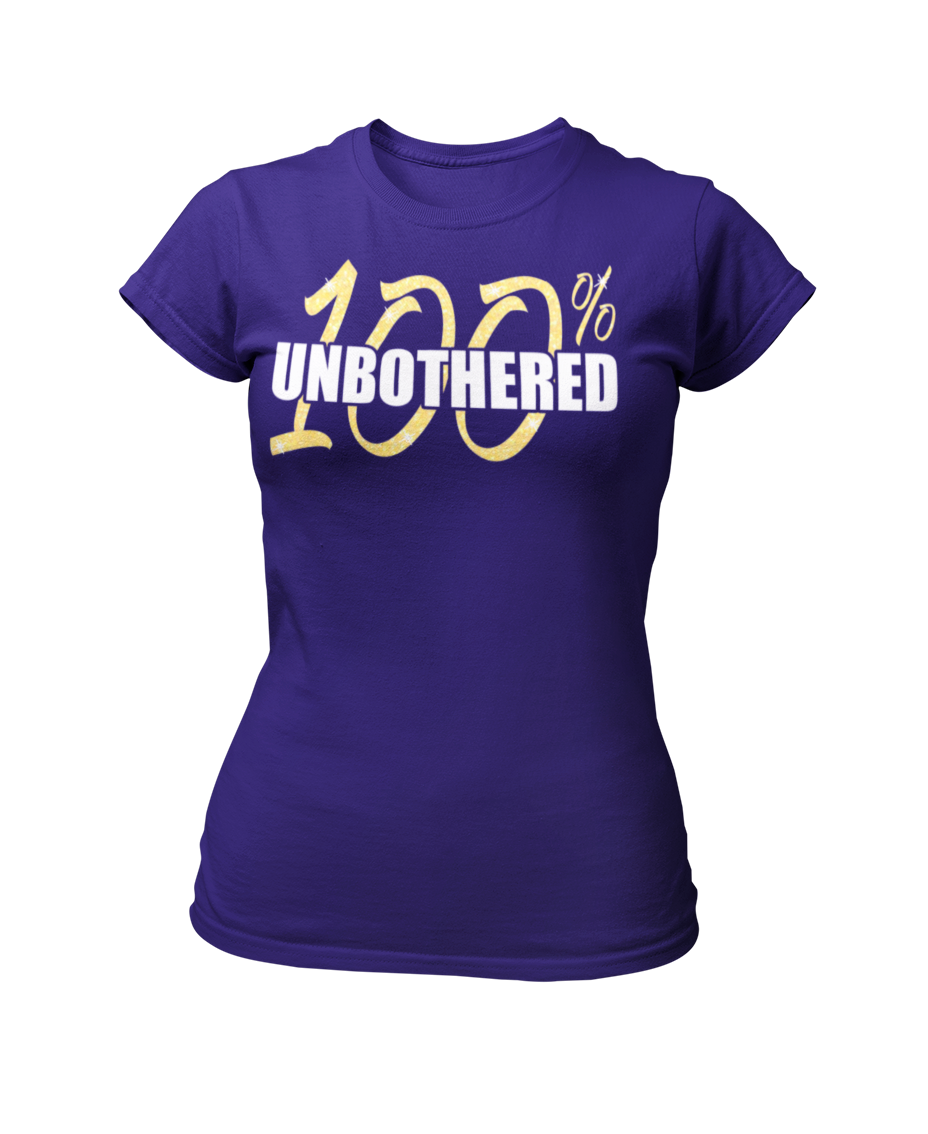 Women's 100% Unbothered Crew Neck Glittered T-shirt