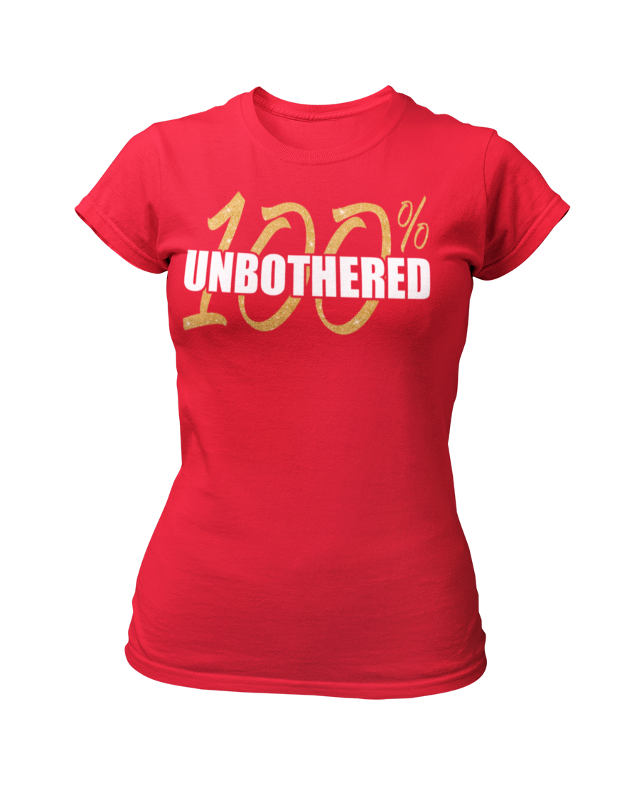 Women's 100% Unbothered Crew Neck Glittered T-shirt