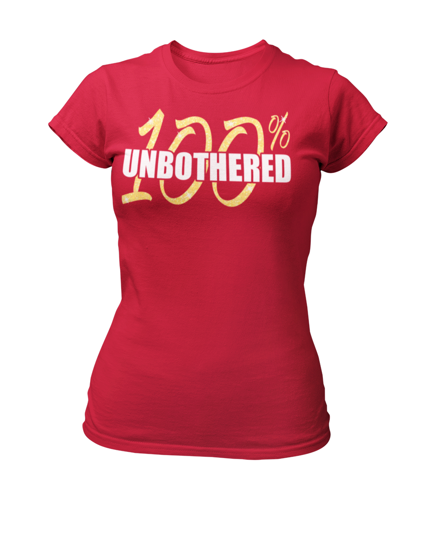 Women's 100% Unbothered Crew Neck Glittered T-shirt