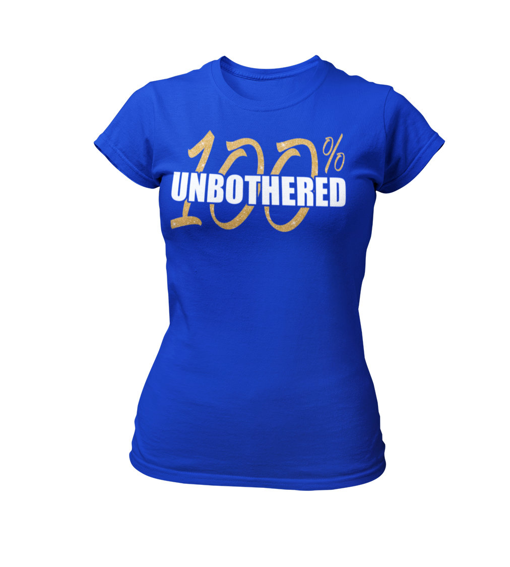 Women's 100% Unbothered Crew Neck Glittered T-shirt