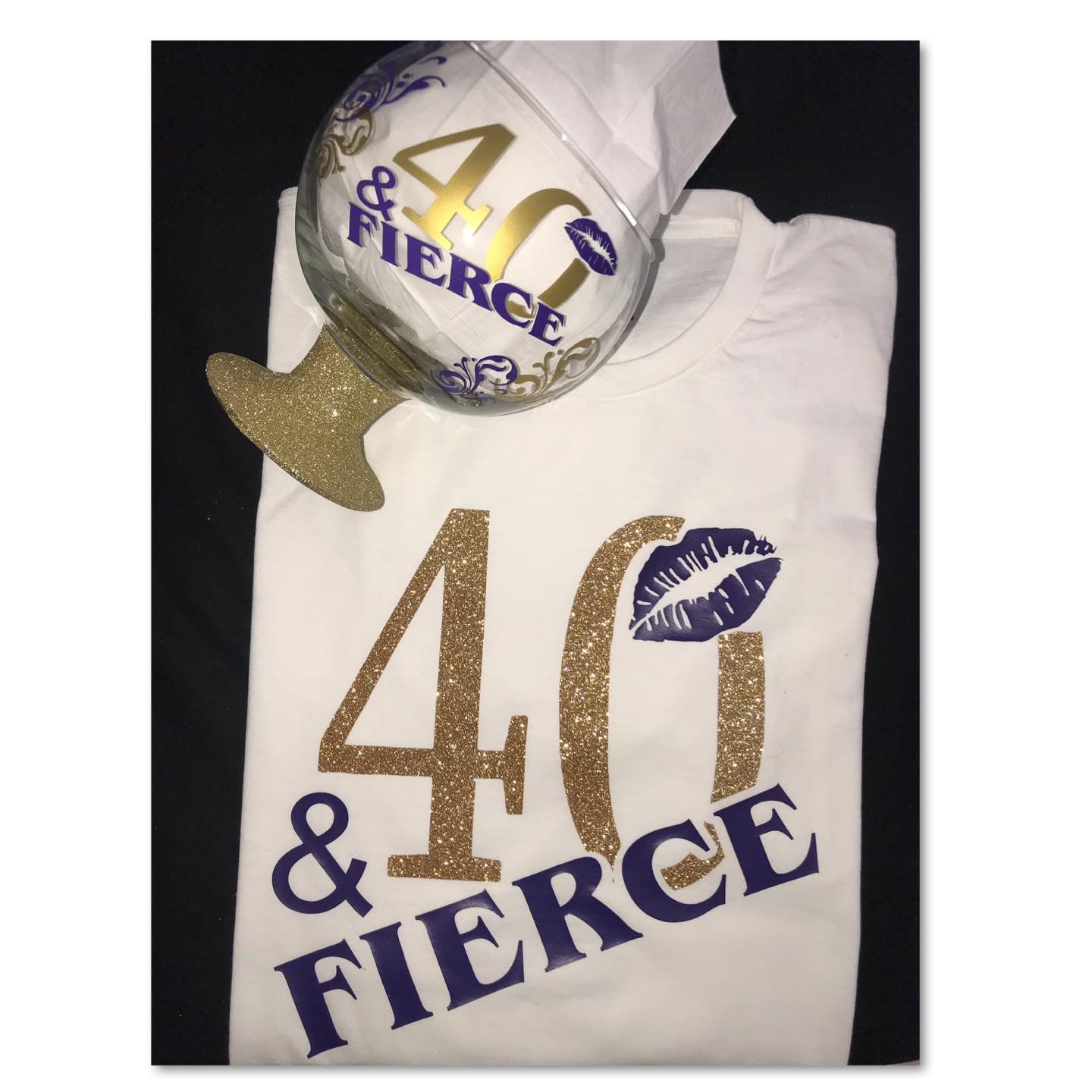 40 & Fierce 51oz Fish Bowl & T-shirt Birthday Gift Set