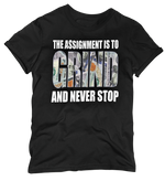 Load image into Gallery viewer, Women&#39;s &quot;The Assignment Is To GRIND And Never Stop&quot; Regular Rhinestone T-shirt
