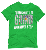 Load image into Gallery viewer, Women&#39;s &quot;The Assignment Is To GRIND And Never Stop&quot; Regular Rhinestone T-shirt
