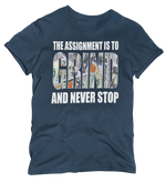 Load image into Gallery viewer, Women&#39;s &quot;The Assignment Is To GRIND And Never Stop&quot; Regular Rhinestone T-shirt
