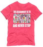 Load image into Gallery viewer, Women&#39;s &quot;The Assignment Is To GRIND And Never Stop&quot; Regular Rhinestone T-shirt
